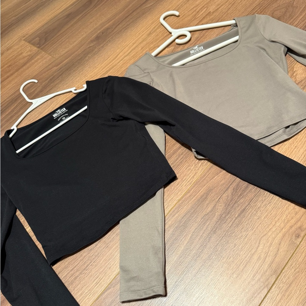 hollister black and tan bundle crop long sleeve